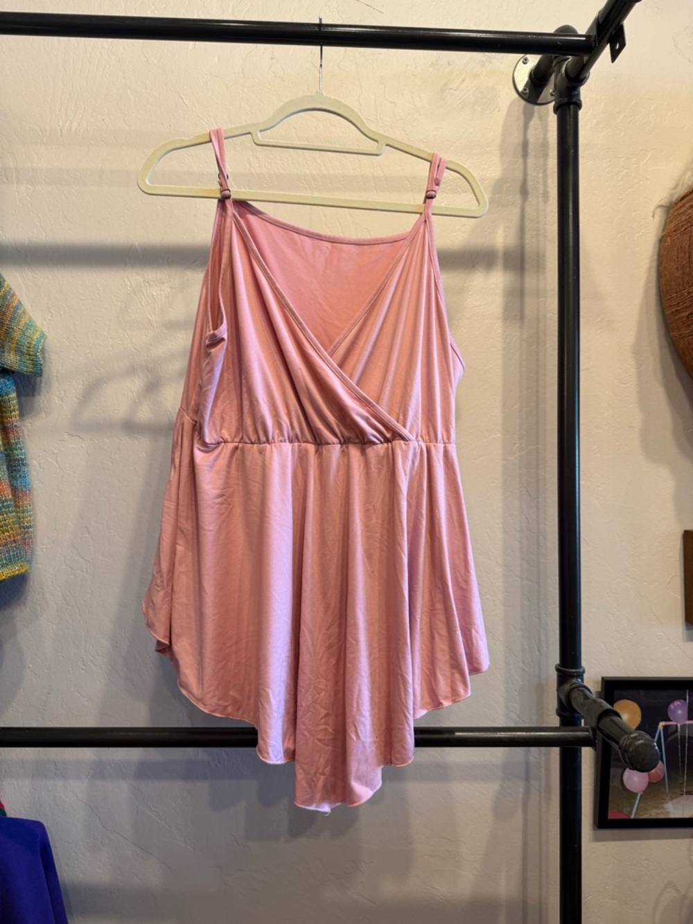 SHEIN Pink Draped Wrap Front Tank Top